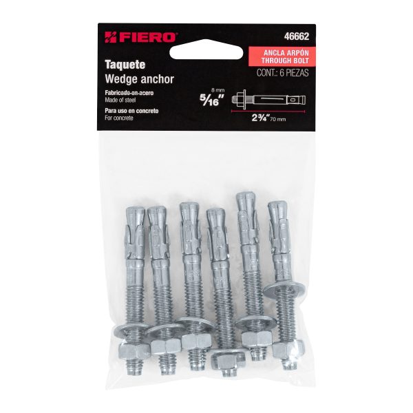 46662 - Bolsa con 6 taquetes arpón 5/16' x 2-3/4', Fiero