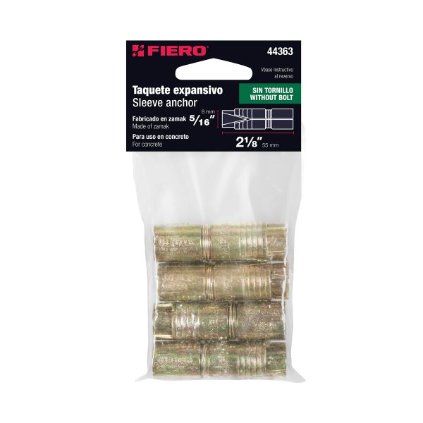 44363 - Bolsa con 4 taquetes expansivos de 5/16' sin tornillo, Fiero