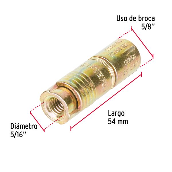 47366 - Caja con 50 taquetes expansivos de 5/16' sin tornillo, Fiero