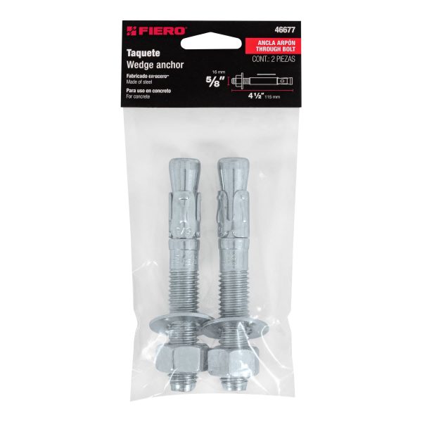 46677 - Bolsa con 2 taquetes arpón 5/8' x 4-1/2', Fiero