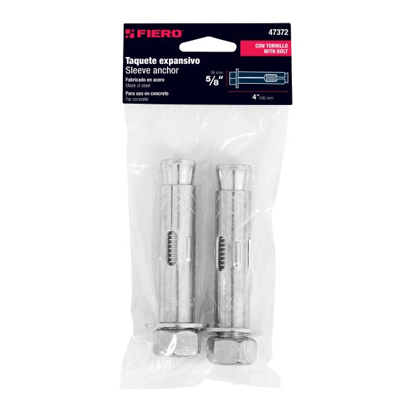 47372 - Bolsa con 2 taquetes expansivos de 5/8' con tornillo, Fiero