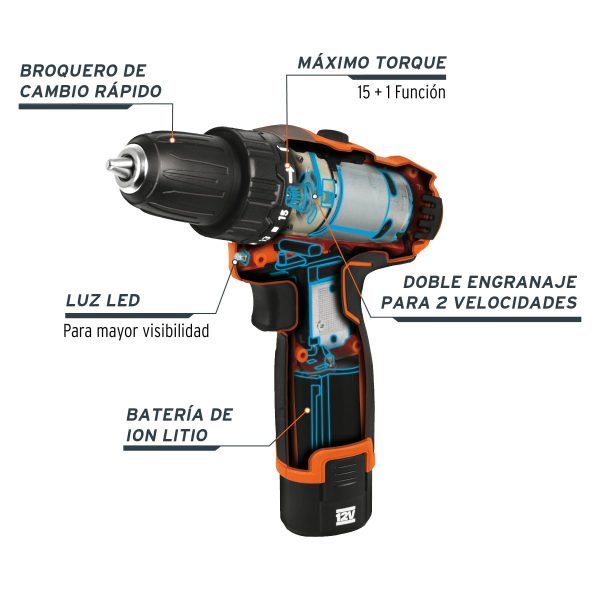 18653 - Taladro compacto 3/8', 12V, PRO