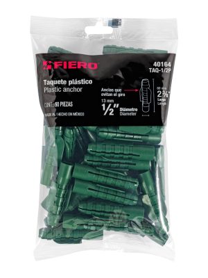 40164 - Bolsa con 50 taquetes de plástico 1/2', Fiero