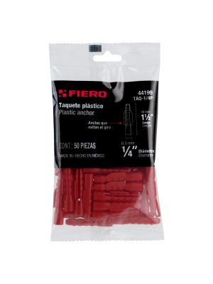 TAQ-1-4PE1.jpg 44199 - Bolsa con 50 taquetes de plástico 1/4', Fiero