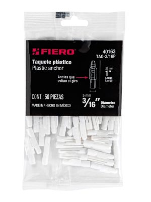 40163 - Bolsa con 50 taquetes de plástico 3/16', Fiero