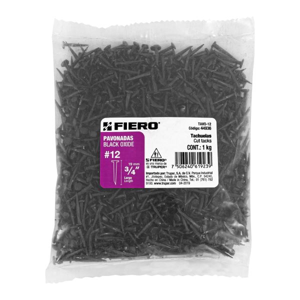44936 - Bolsa con 1 kg de tachuelas pavonadas No. 12, Fiero