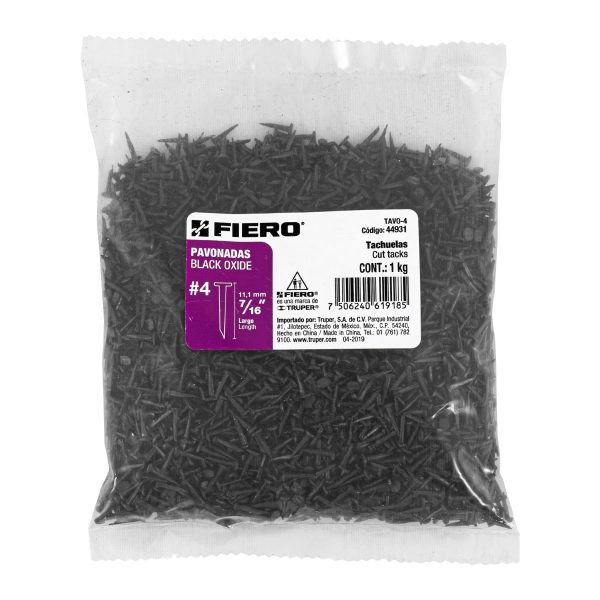44931 - Bolsa con 1 kg de tachuelas pavonadas No. 4, Fiero