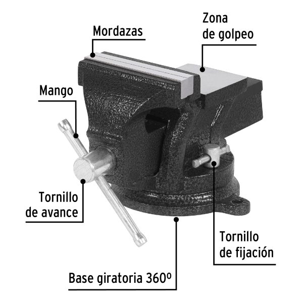 26039 - Tornillo de banco 4' de hierro gris, Pretul