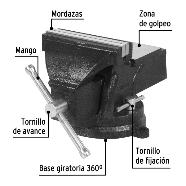 26043 - Tornillo de banco 6' de hierro gris, Pretul