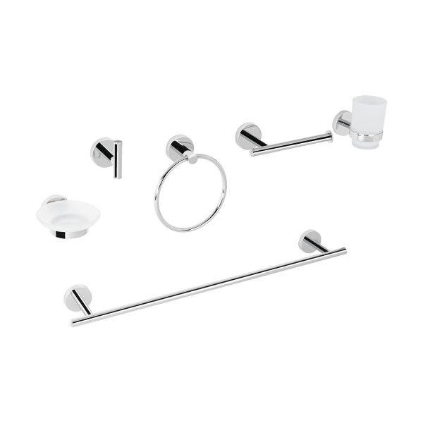 47973 - Juego de 6 accesorios para baño acabado cromo, Foset Tubig