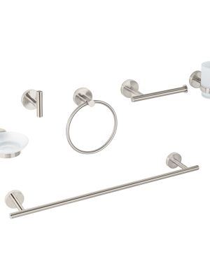 47974 - Juego de 6 accesorios para baño acabado satín, Foset Tubig