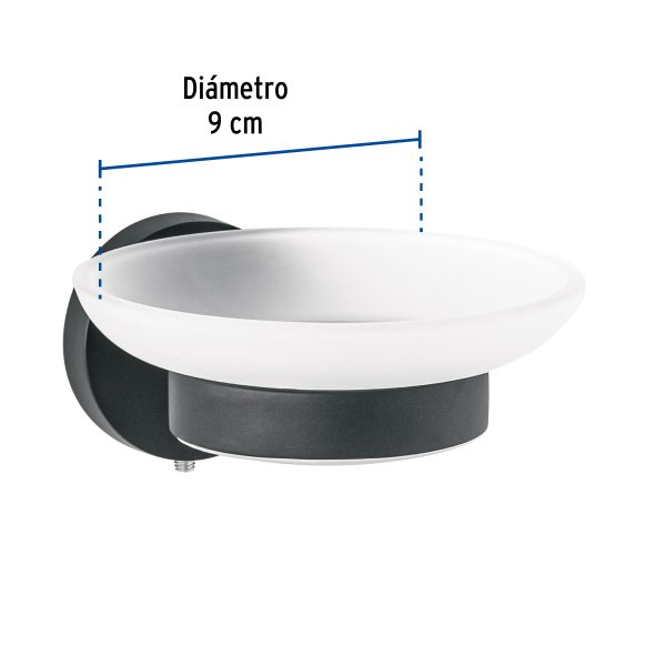 TBA-74MFC2.jpg 45966 - Jabonera metálica negro con plato de vidrio, Foset Túbig