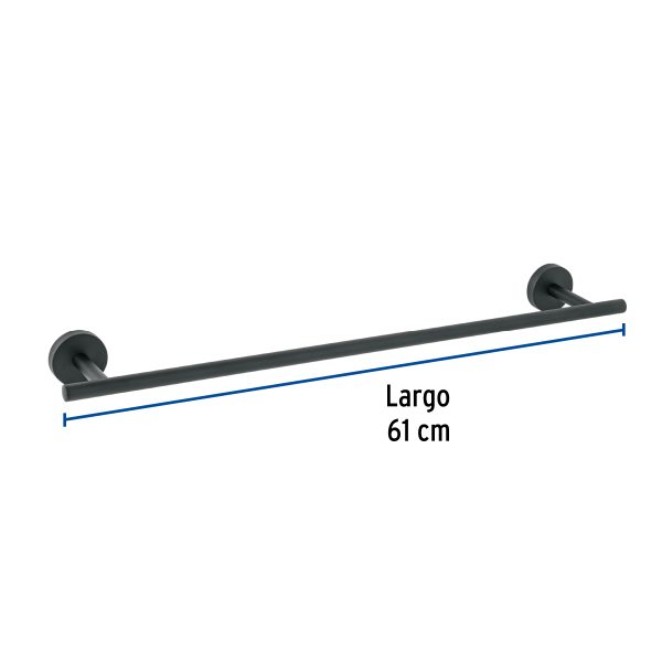 45972 - Toallero de barra metálico acabado negro, Foset Túbig