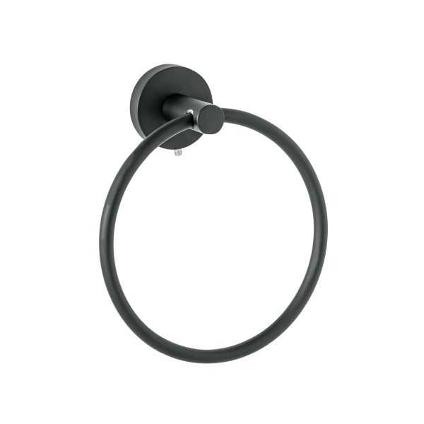 45975 - Toallero argolla metálico acabado negro, Foset Túbig