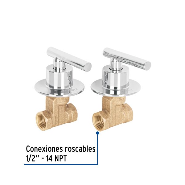 46777 - Juego llaves empotrar roscables, palanca cromo, Túbig