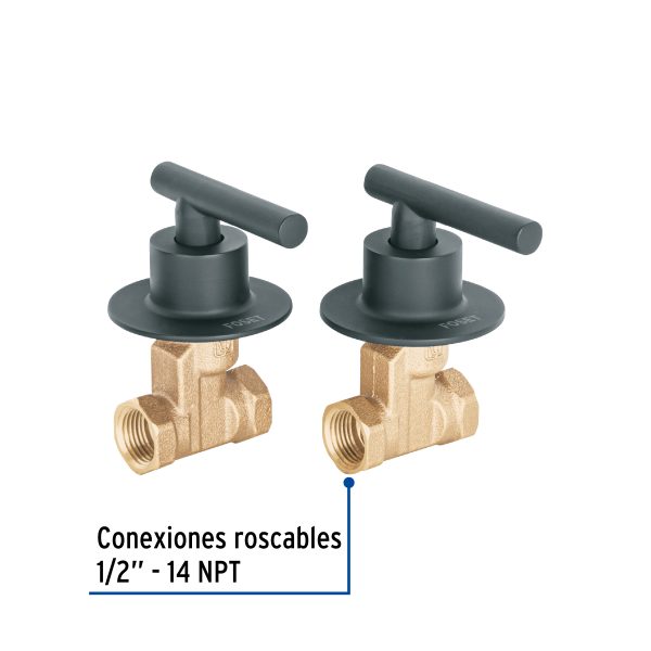 46779 - Juego llaves empotrar roscables, palanca negro, Túbig