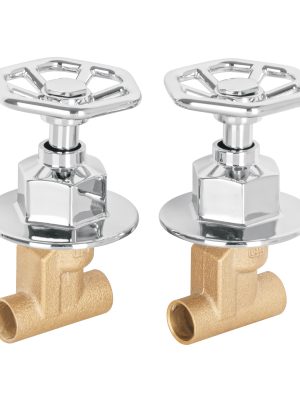 46786 - Juego llaves empotrar soldables, volante cromo, Túbig