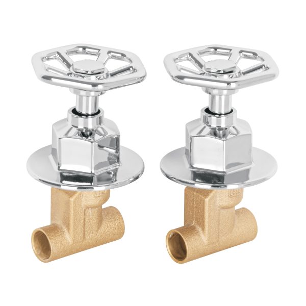 46786 - Juego llaves empotrar soldables, volante cromo, Túbig