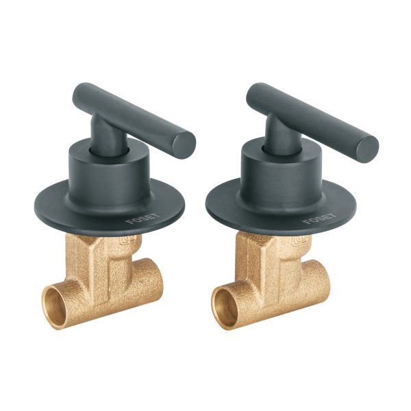 46782 - Juego llaves empotrar soldables, palanca negro, Túbig