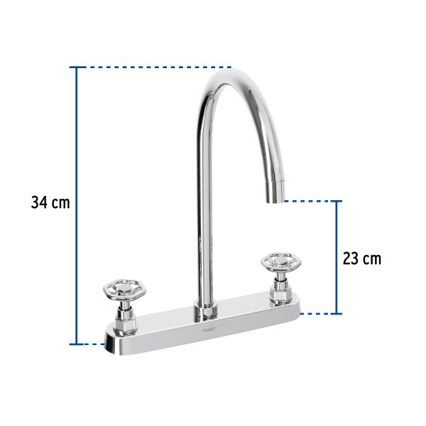 46774 - Mezcladora para fregadero, manerales redondos,cromo, Tubig