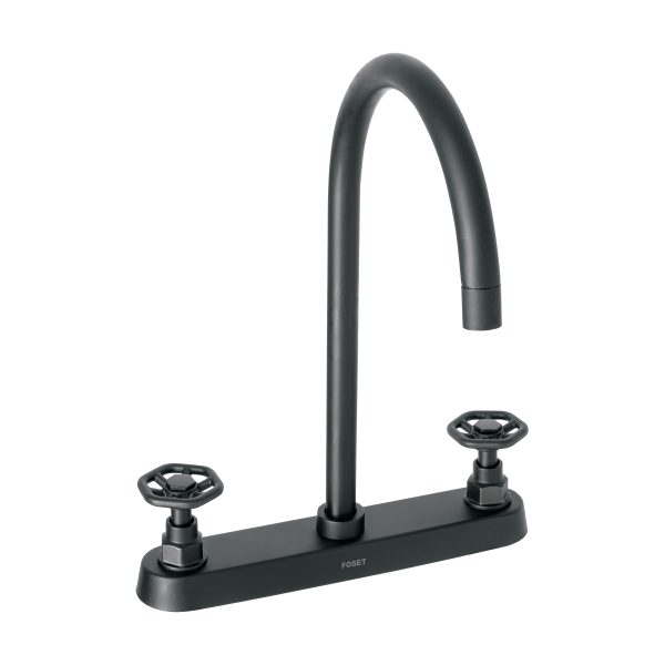 46776 - Mezcladora p/fregadero,manerales redondos,negro mate,Tubig