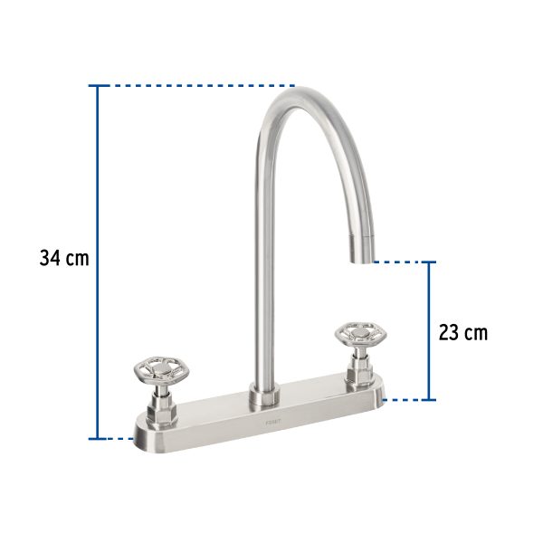 46775 - Mezcladora para fregadero, manerales redondos,satín, Tubig