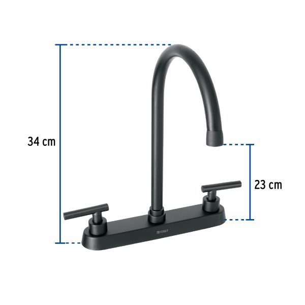 46773 - Mezcladora para fregadero,manerales palanca,negro mate,Tubig