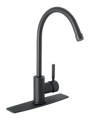 46767 - Monomando para fregadero, cuello alto, negro mate, Tubig