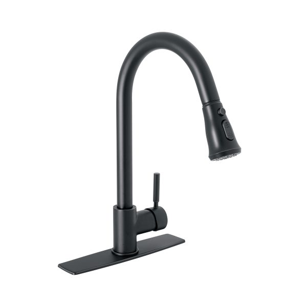 46770 - Monomando para fregadero,cuello extraible,negro mate,Tubig