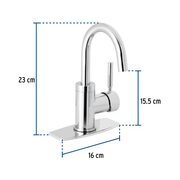 46762 - Monomando corto para lavabo, cromo, Foset Tubig