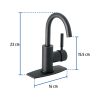 46764 - Monomando corto para lavabo, negro mate, Foset Tubig