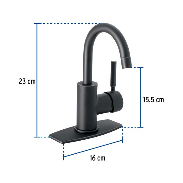 46764 - Monomando corto para lavabo, negro mate, Foset Tubig