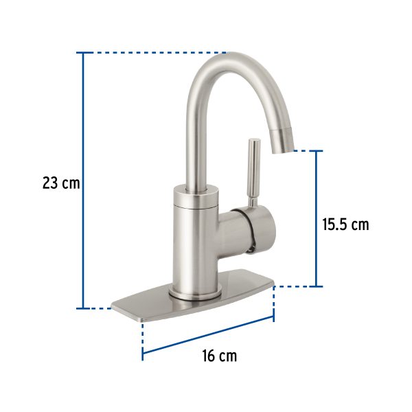 46763 - Monomando corto para lavabo, satín, Foset Tubig