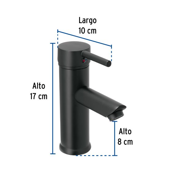 47792 - Monomando corto negro para lavabo, Foset Tubig