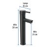 47795 - Monomando alto negro para lavabo, Foset Tubig