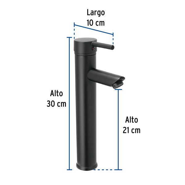 47795 - Monomando alto negro para lavabo, Foset Tubig
