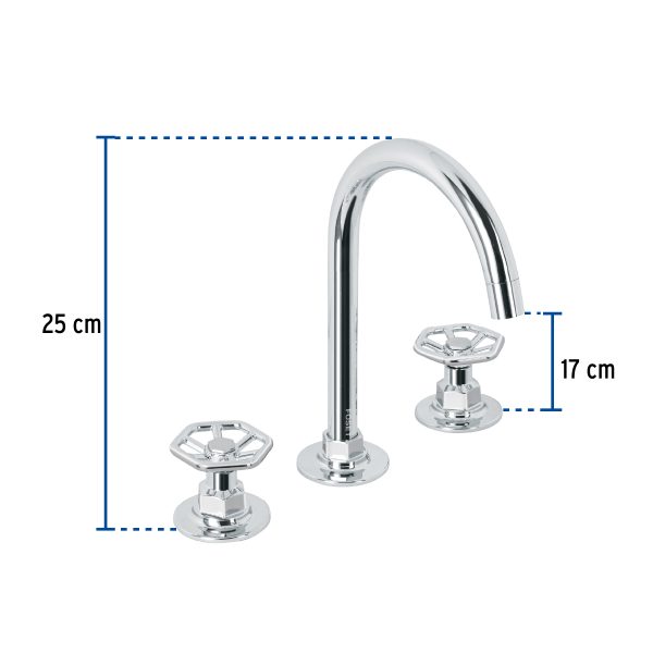 46759 - Mezcladora p/lavabo,taladros separados,redondos,cromo,Tubig