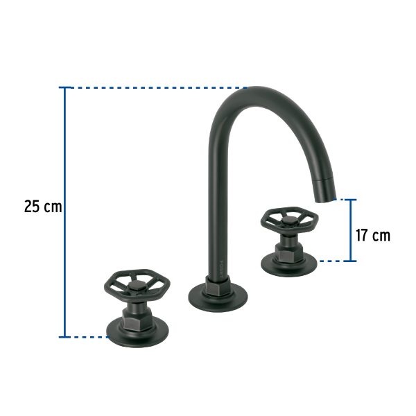 46761 - Mezcladora p/lavabo,taladros separados,redondos,negro,Tubig