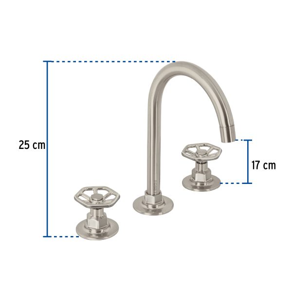 46760 - Mezcladora p/lavabo,taladros separados,redondos,satín,Tubig