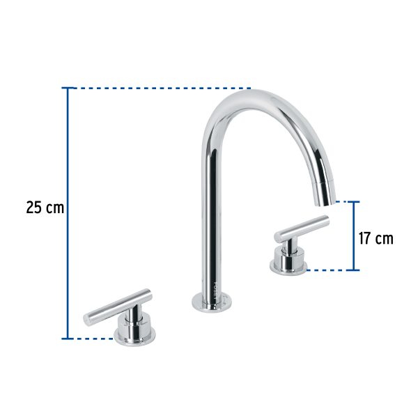 46756 - Mezcladora p/lavabo,taladros separados,palanca,cromo,Tubig