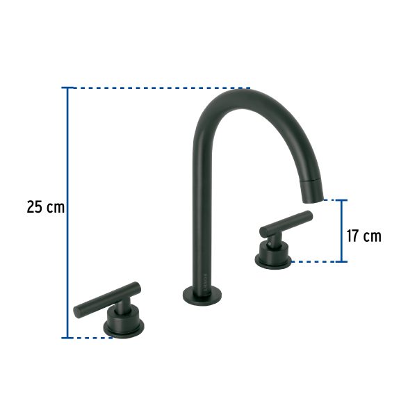 46758 - Mezcladora p/lavabo,taladros separados,palanca,negro,Tubig