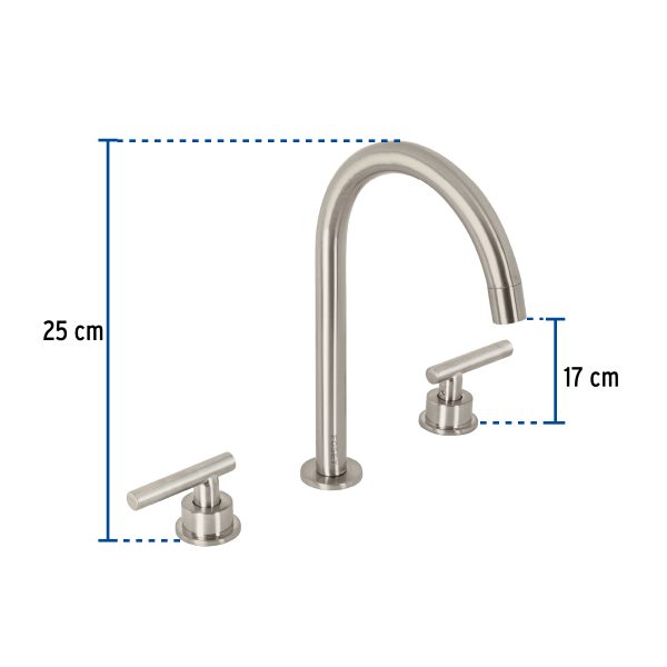 46757 - Mezcladora p/lavabo,taladros separados,palanca,satín,Tubig