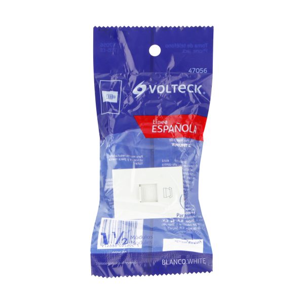 47056 - Toma de teléfono, 1.5 módulos, línea Española, color blanco