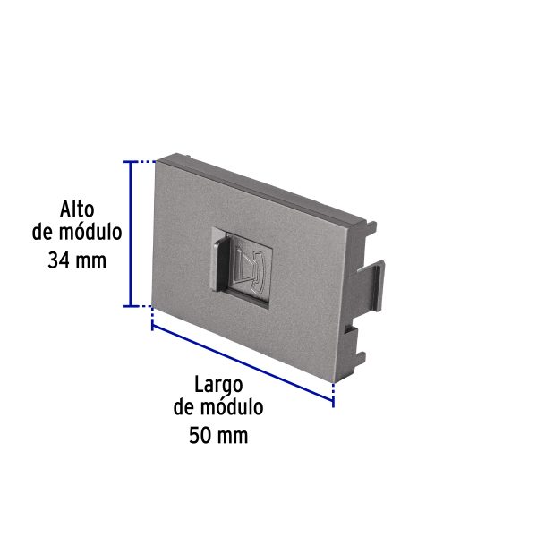 47831 - Toma de teléfono acero inox de 1.5 módulos, línea Lisboa