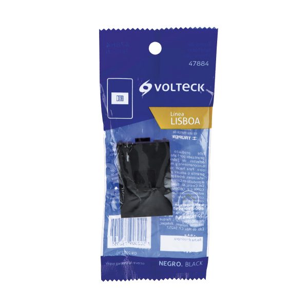 47884 - Toma de teléfono negro de 1.5 módulos, línea Lisboa, Volteck