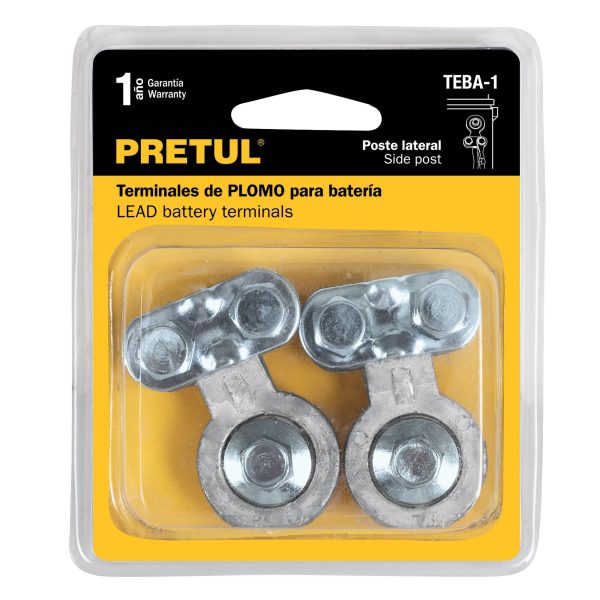23040 - Blíster 2 terminales p/batería, plomo, poste lateral, Pretul