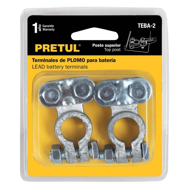 23041 - Blíster 2 terminales p/batería, plomo poste superior, Pretul