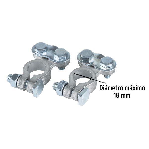 23041 - Blíster 2 terminales p/batería, plomo poste superior, Pretul