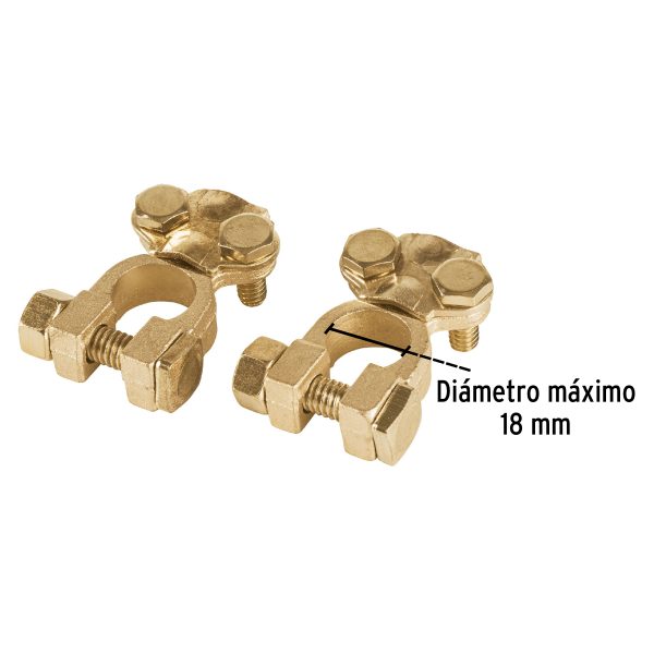 23042 - Blíster 2 terminales p/batería, latón poste superior, Pretul