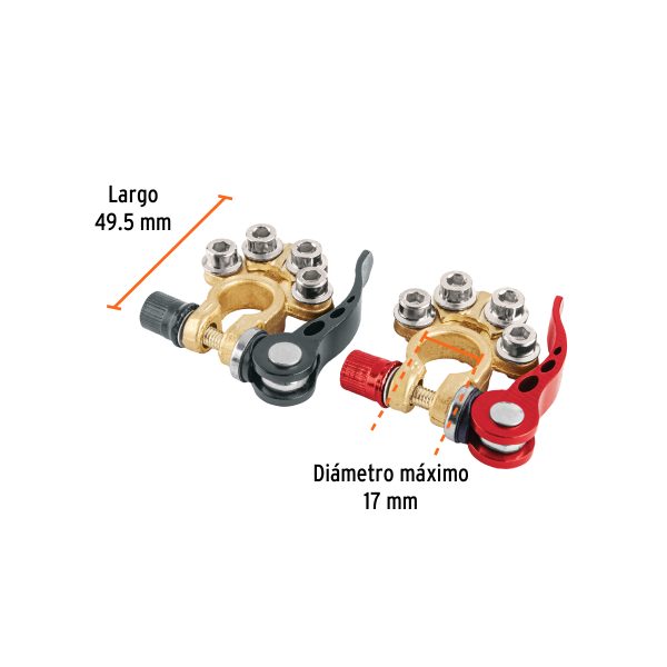 102946 - Blíster 2 terminales p/batería, desconexión rápida, Truper